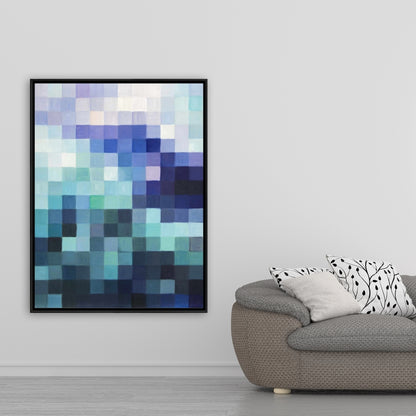 Modern Abstract Pixelized Landscape Framed Canvas | Home Decor