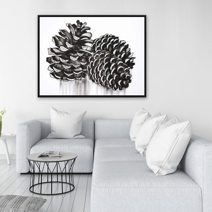 Toile encadrée « Trois petites pommes de pin » | Décoration de chambre nature morte