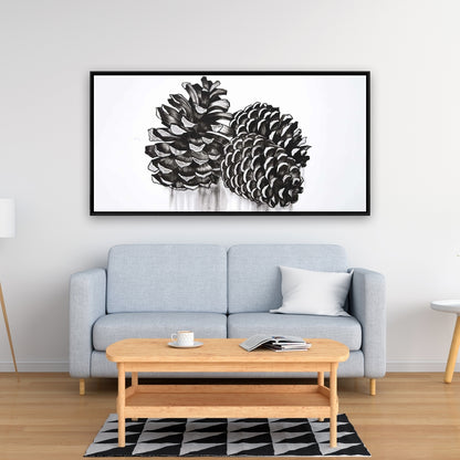 Toile encadrée « Trois petites pommes de pin » | Décoration de chambre nature morte