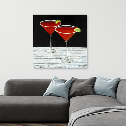 Contemporary Gray Kitchen Canvas | Cosmopolitan Drink Decor