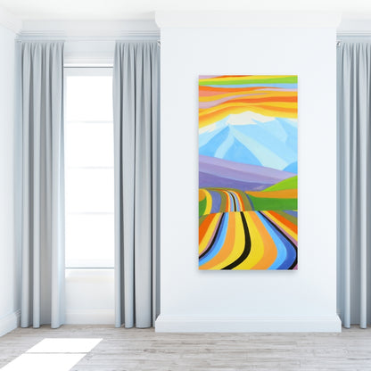 Mountain Road Multicolored Canvas - Landscapes Bedroom Decor