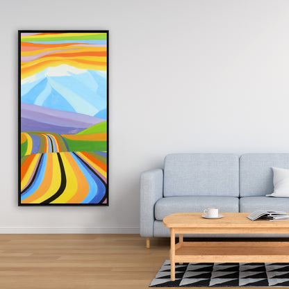 Mountain Road Multicolored Canvas | Blue Frame Home Decor