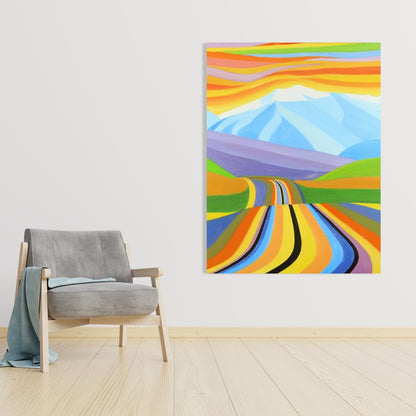 Mountain Road Multicolored Canvas - Landscapes Bedroom Decor