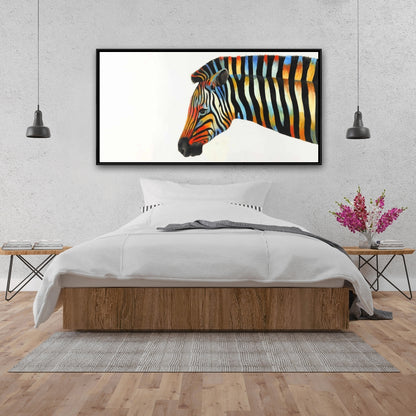 Toile encadrée Zèbre coloré | Art animalier exotique pour la décoration intérieure