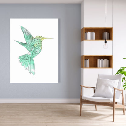 Geometric Hummingbird Canvas - Shapes Animals Home Decor