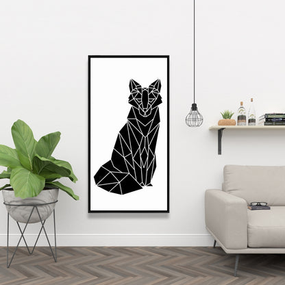 Toile encadrée motif renard géométrique – Décoration murale de chambre moderne