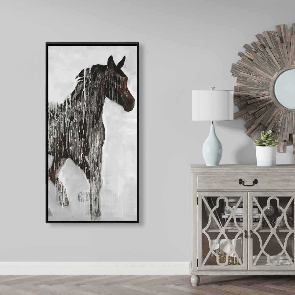 Abstract Brown Horse Canvas | Farm Animal Home Decor Wall Art