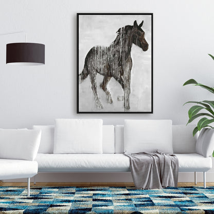 Toile abstraite représentant un cheval brun | Décoration murale animalière