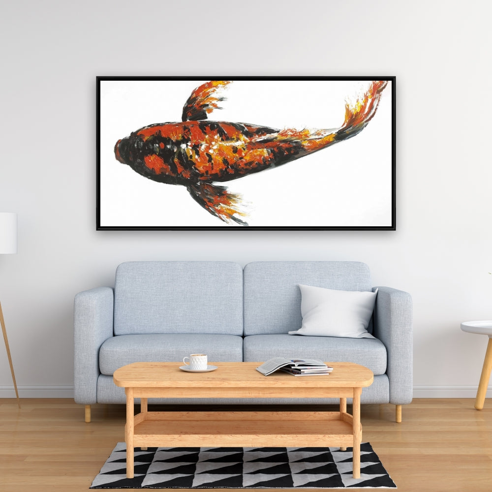 Red Butterfly Koi Fish Canvas | Exotic Bedroom Wall Art Decor