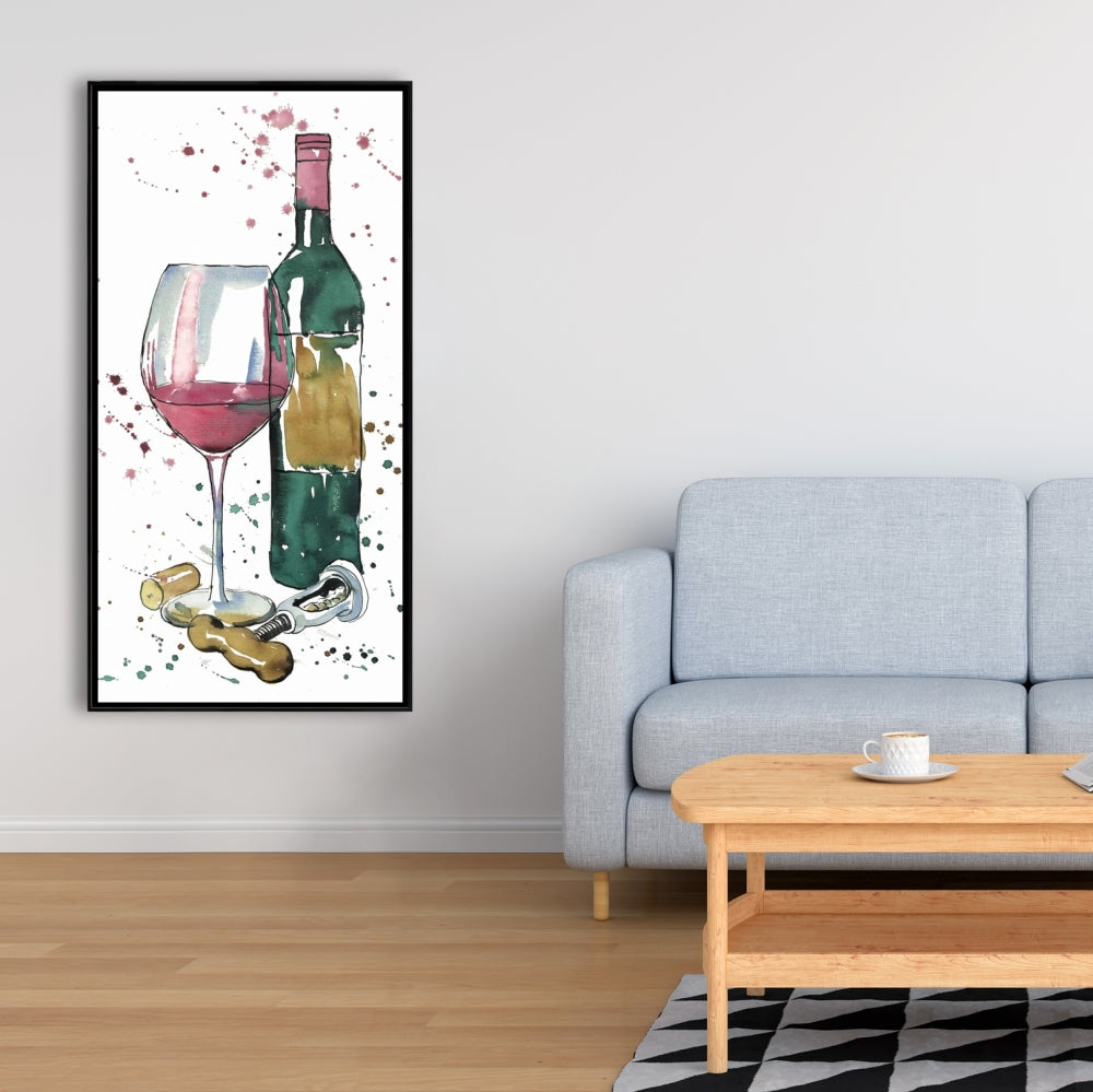 Bottle of Red Wine Canvas | Home Decor Framed Art