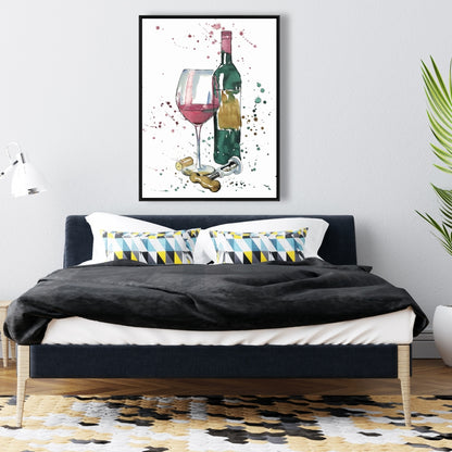 Bottle of Red Wine Canvas | Home Decor Framed Art