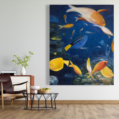 Colorful Fish Under the Sea Canvas - Blue Animals Bedroom Decor