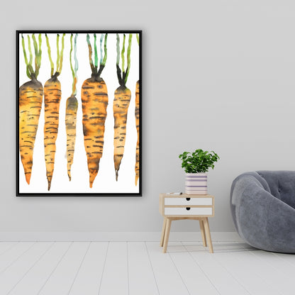 Watercolor Carrots - Modern Kitchen Canvas Art for Home Decor