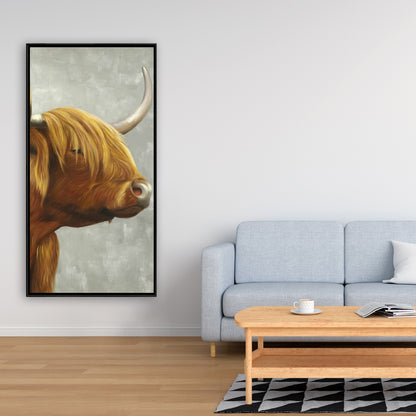 Rustic Highland Cattle Canvas | Farm Animal Home Decor Art