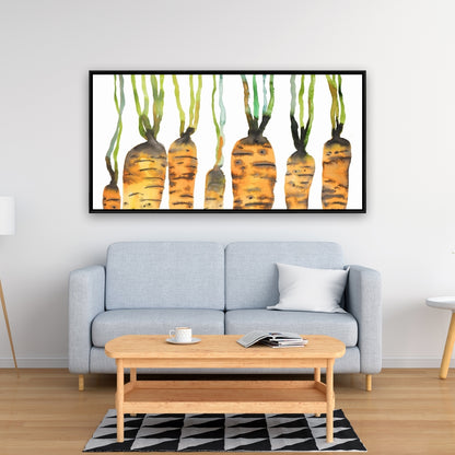 Watercolor Carrots - Modern Kitchen Canvas Art for Home Decor