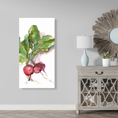 Watercolor Radish Canvas | Kitchen Wall Art Home Decor