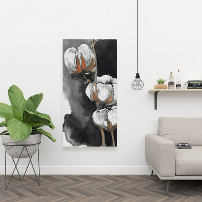 Watercolor Cotton Flowers Canvas | Minimalist Home Decor