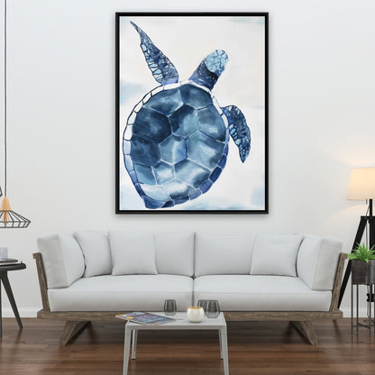 Exotic Bathroom Decor | Blue Turtle Framed Canvas Wall Art