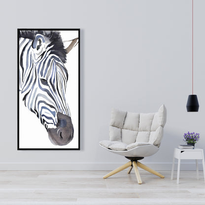 Zebra Blue Animals Bedroom Canvas | Home Decor Framed Art