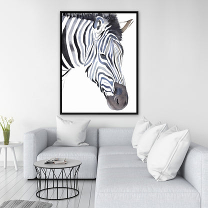 Zebra Blue Animals Bedroom Canvas | Home Decor Framed Art