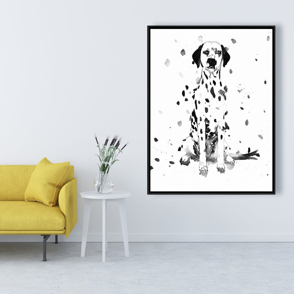 Toile encadrée représentant un chien dalmatien | Décoration pour chambre d'enfant | Art pour la maison