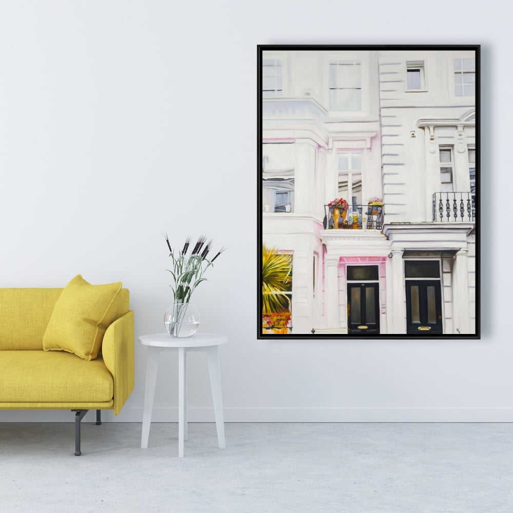 West Coast Houses Canvas | White Framed Art for Home Decor