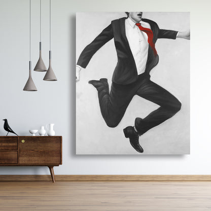 Toile blanche tendance pour chambre à coucher – Décoration murale homme classique et heureux