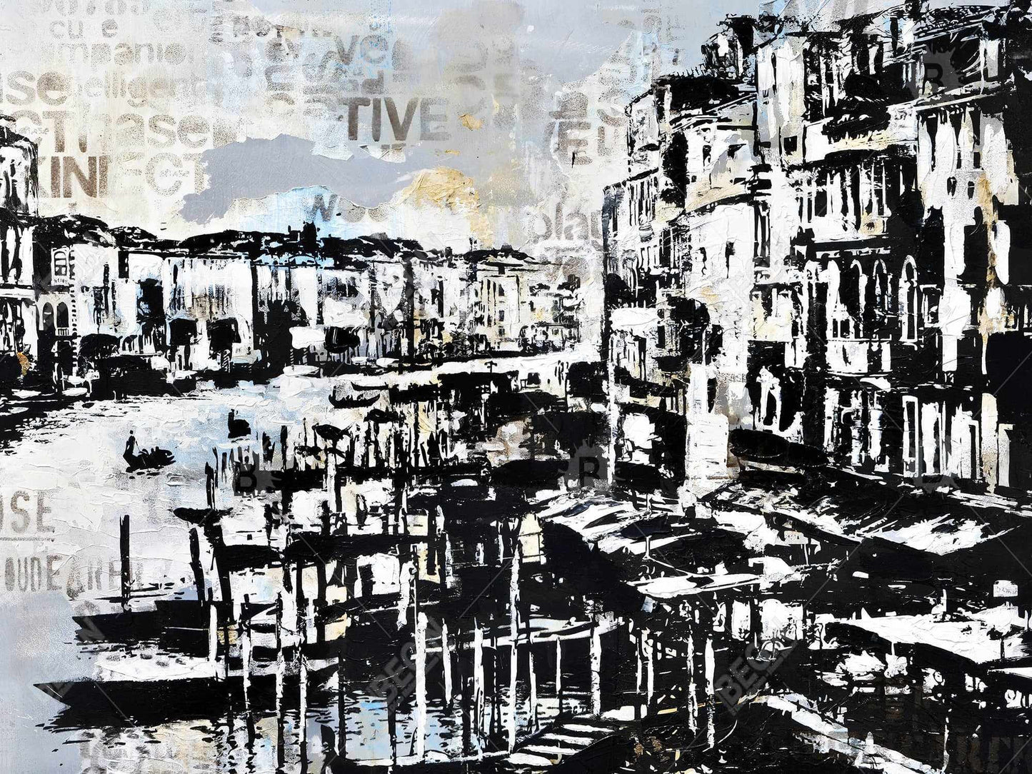 Abstract venise port - 14"x18" Polyester Placemat