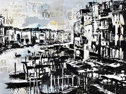 Abstract venise port - 14"x18" Polyester Placemat