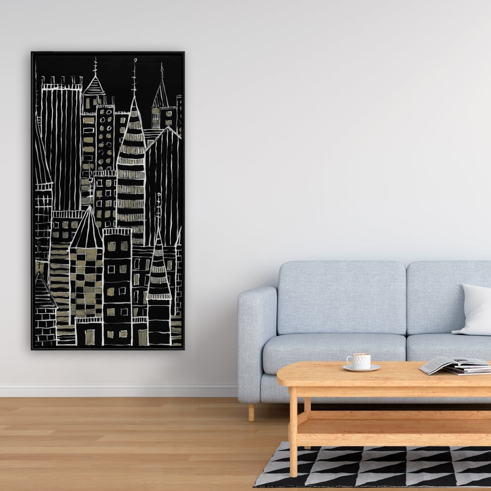 Toile encadrée illustrative « Ville sombre » - Décoration d'intérieur