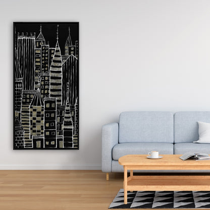 Toile encadrée illustrative « Ville sombre » - Décoration d'intérieur
