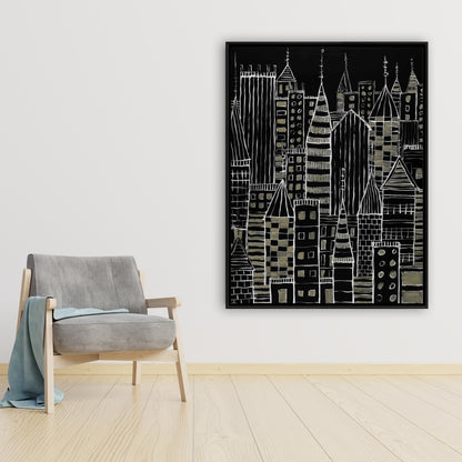 Toile encadrée illustrative « Ville sombre » - Décoration d'intérieur