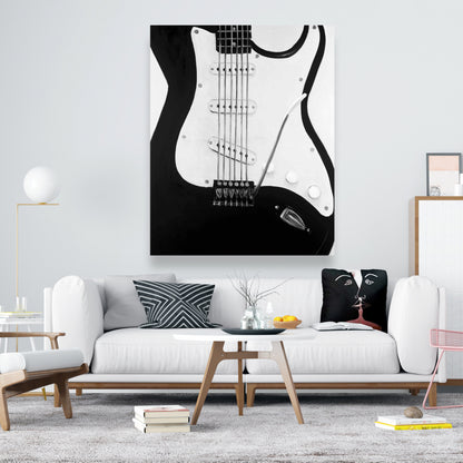 Black Electric Guitar Canvas | White Hobbies Home Decor