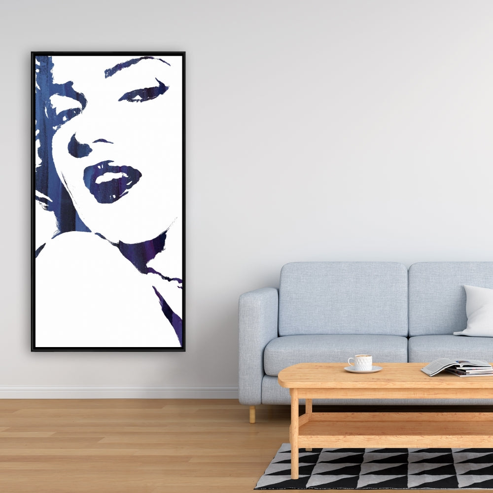 Marilyn Monroe en bleu – Toile encadrée pour décoration intérieure