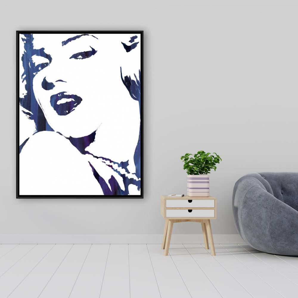 Marilyn Monroe en bleu – Toile encadrée pour décoration intérieure