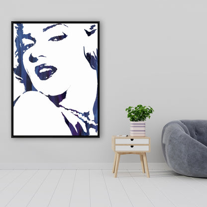 Marilyn Monroe en bleu – Toile encadrée pour décoration intérieure