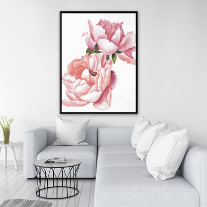 Romantic Floral Canvas | Two Pink Watercolor Roses Decor