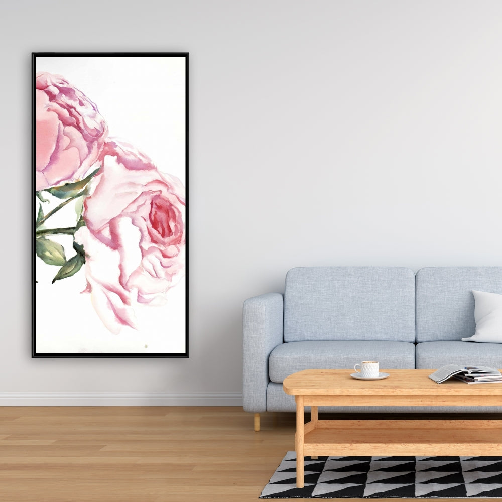Romantic Pink Bedroom Decor | Watercolor Pink Roses Canvas