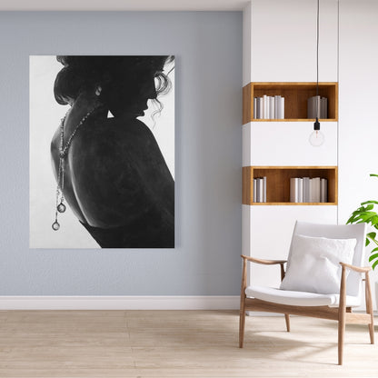 Gray Fashion Bedroom Canvas - Chic Woman with Jewels Decor
