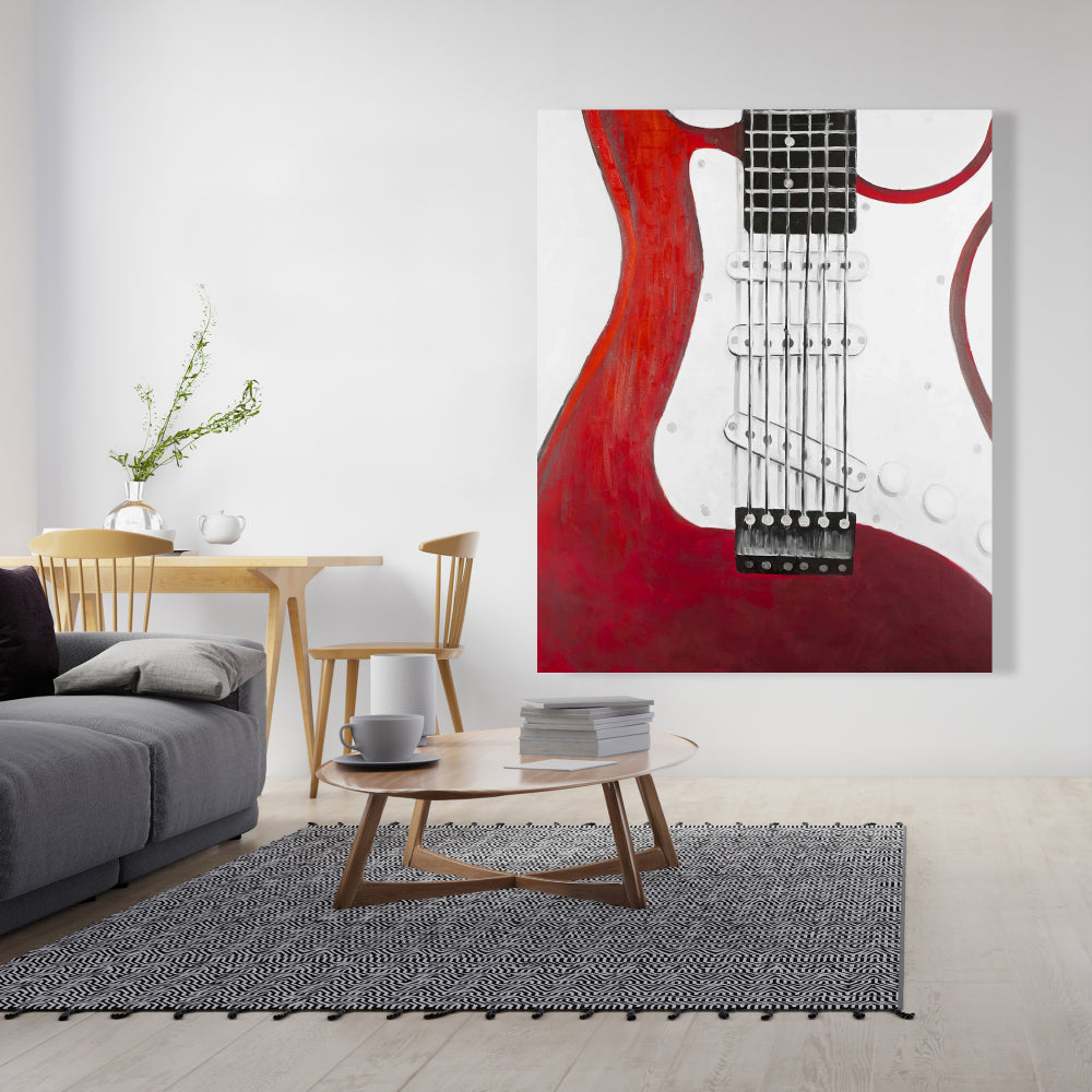 Red Electric Guitar Canvas - Musical Home Decor for Livingroom