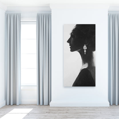 Chic Woman Monochrome Canvas - Elegant Figurative Home Decor