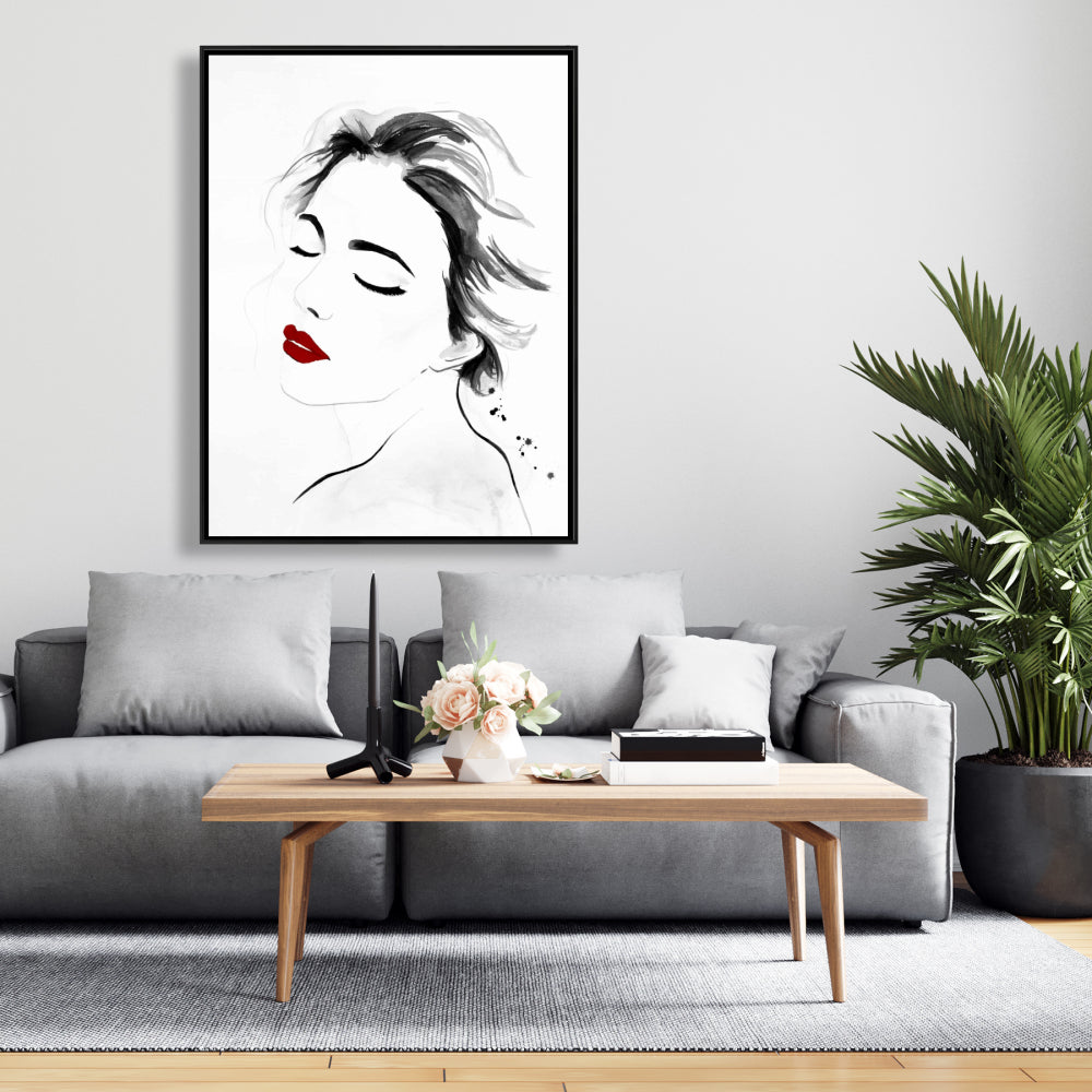 White Beauty Bedroom Canvas | Serenely Lady Watercolor Portrait