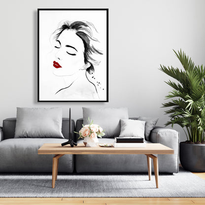 White Beauty Bedroom Canvas | Serenely Lady Watercolor Portrait