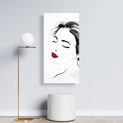 Right Side Watercolor Serenely Lady Portrait - White Canvas Decor