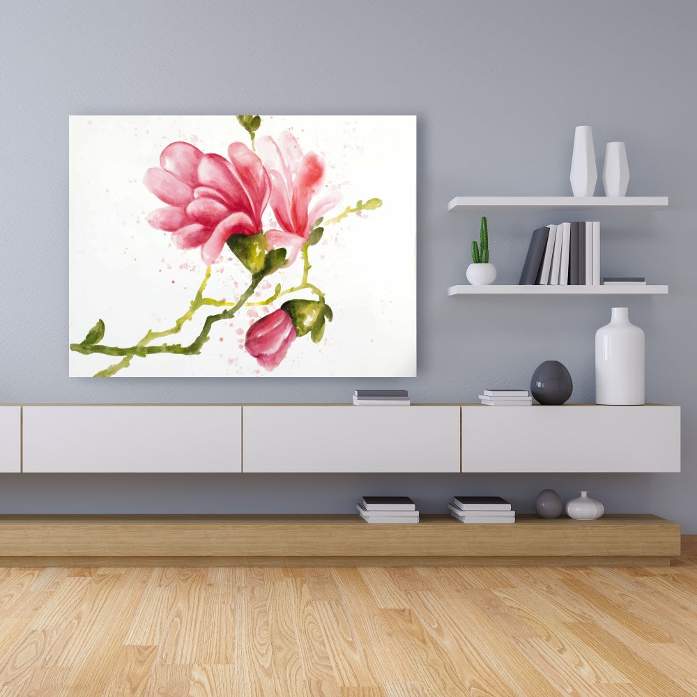 Romantic Magnolia Flowers Canvas - Floral Bedroom Wall Art