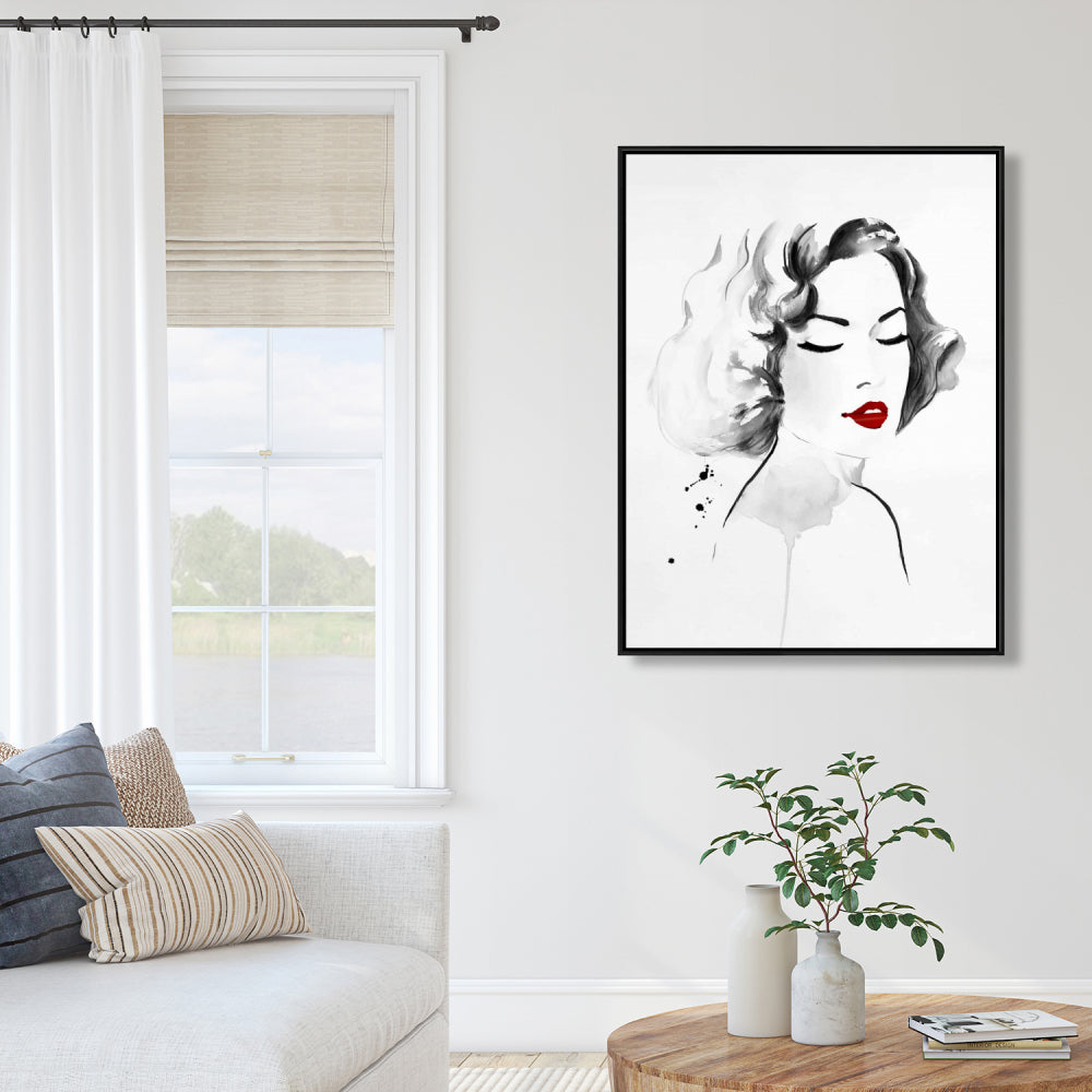 Watercolor Woman Minimalist Framed Canvas | Home Decor