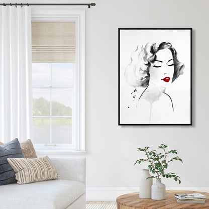 Watercolor Woman Minimalist Framed Canvas | Home Decor