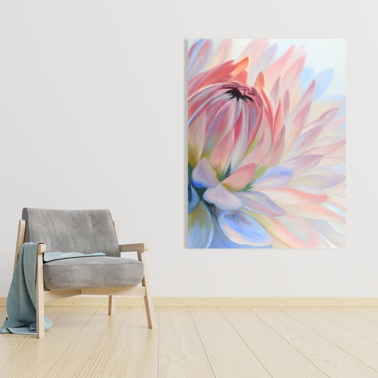 Lotus Pastel Flower Canvas | Exotic Botanical Home Decor