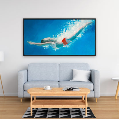 Diving Jump Modern Canvas | Sea Bedroom Decor Framed Art