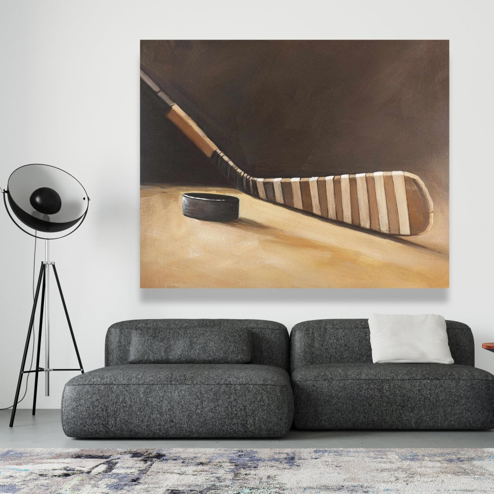 Toile « Bâton et rondelle de hockey » | Décoration sportive pour salon